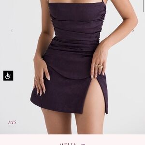 House of CB Purple Ruched Strapless Mini Dress
